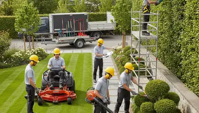 Cherry Hill, NJ tree service crew trimming trees for a landscaping project