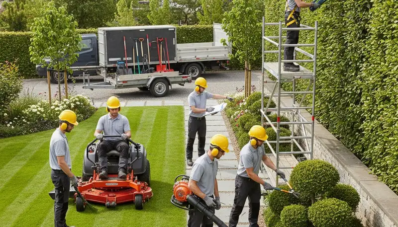 Cherry Hill, NJ tree service crew trimming trees for a landscaping project