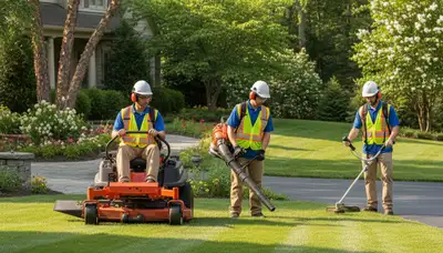 Cherry Hill, NJ tree service crew trimming trees for safe, healthy yard maintenance
