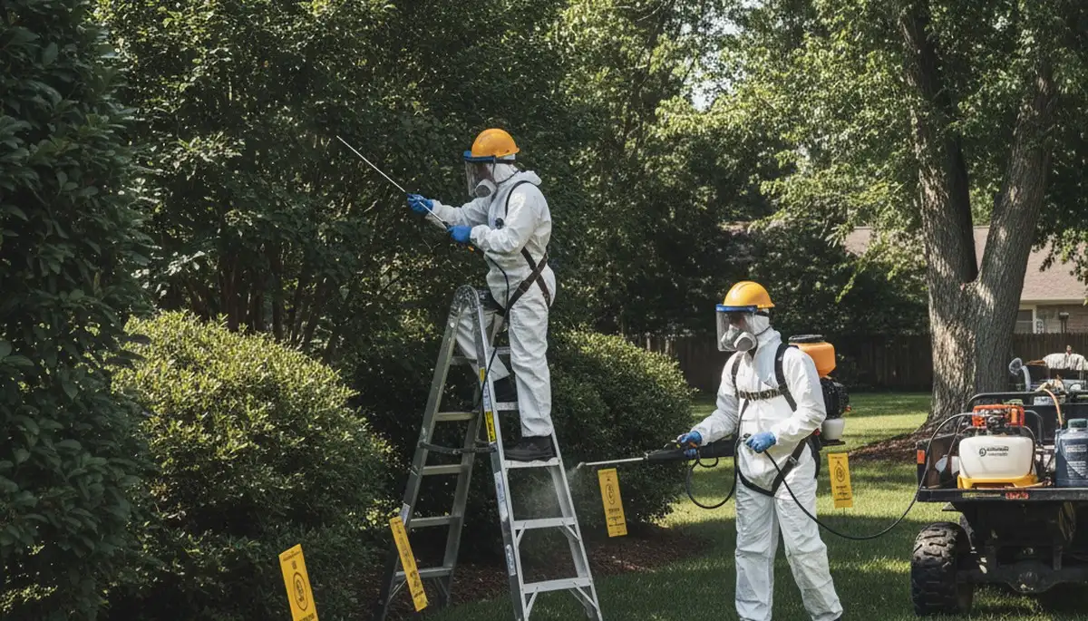 Tick control technician treating a Cherry Hill, NJ yard for safer outdoor spaces