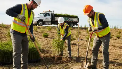 Cherry Hill, NJ arborist planting a young tree for professional tree planting services