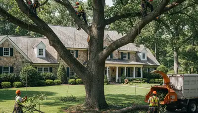 Tree service crew in Cherry Hill, NJ performing professional tree removal and trimming services