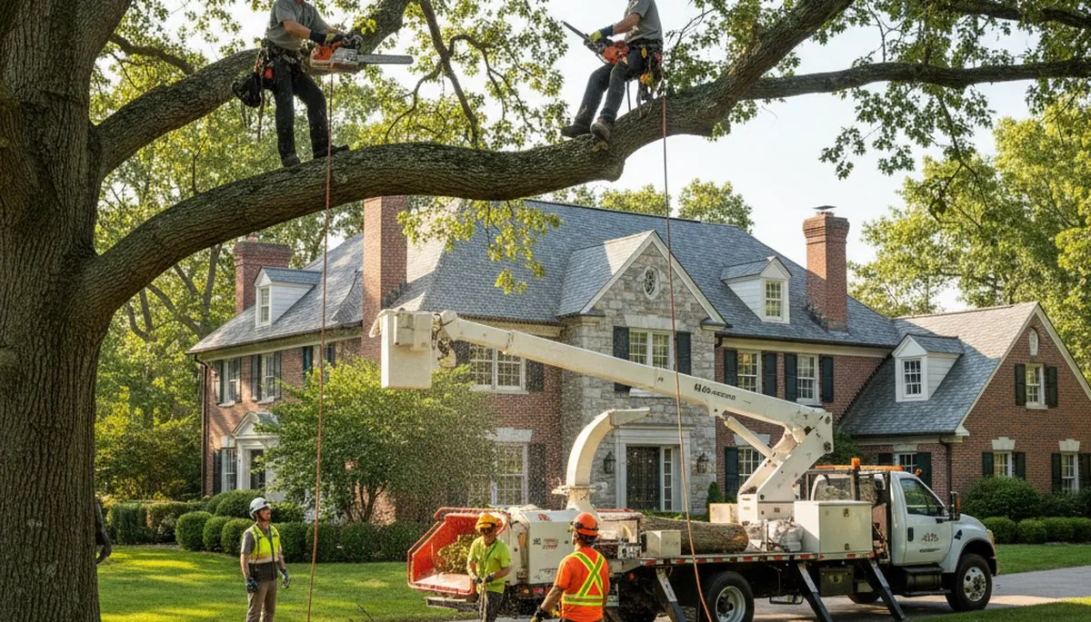 Tree service crew in Cherry Hill, NJ, trimming and removing trees for safe property maintenance