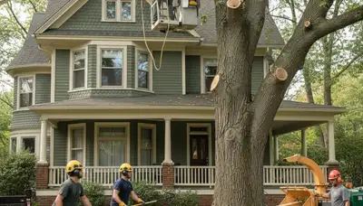 Tree service crew in Cherry Hill, NJ providing professional tree removal and trimming services