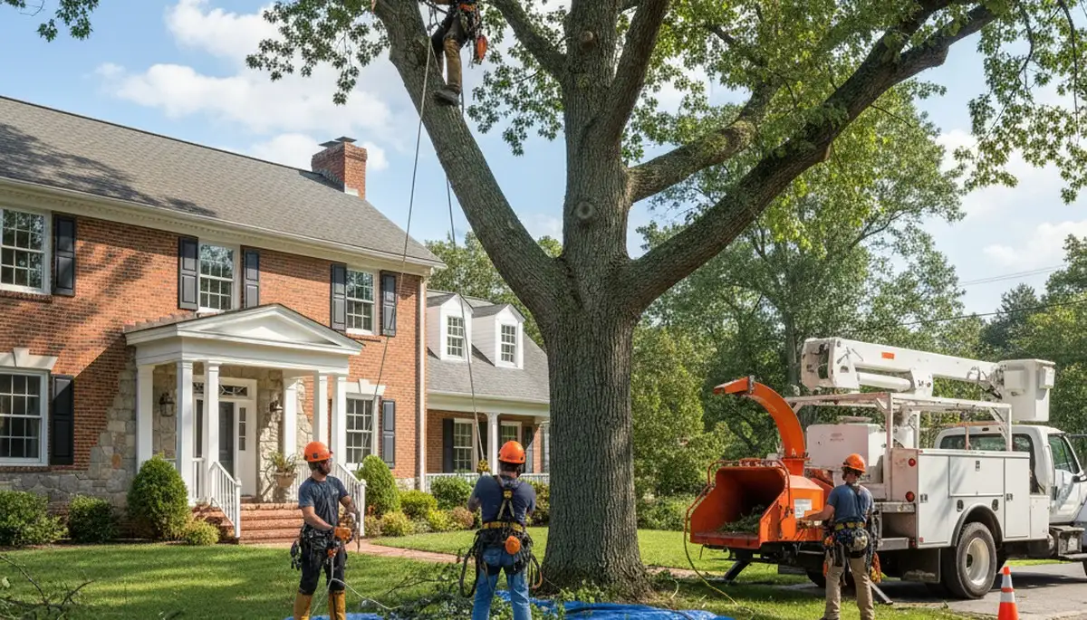 Tree service crew in Cherry Hill, NJ handling professional tree trimming and removal