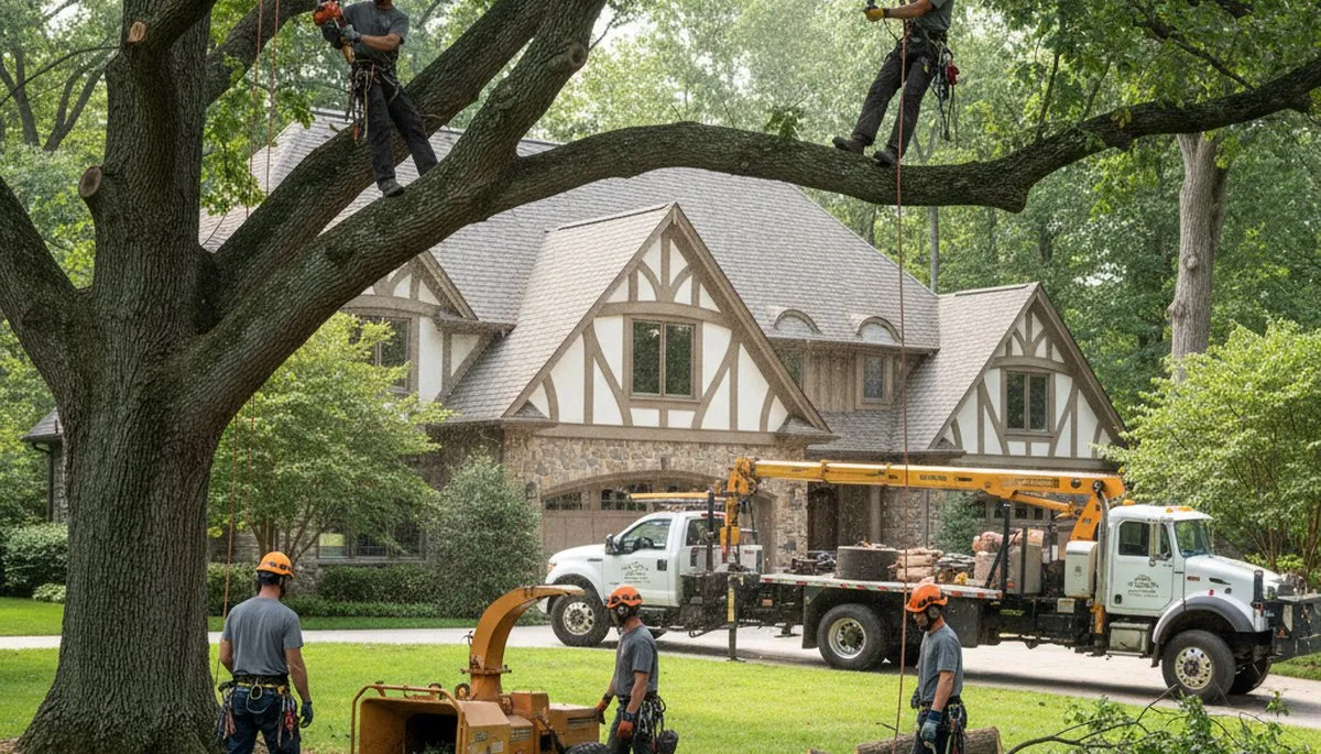 Tree service crew in Cherry Hill, NJ performing professional tree removal and pruning work