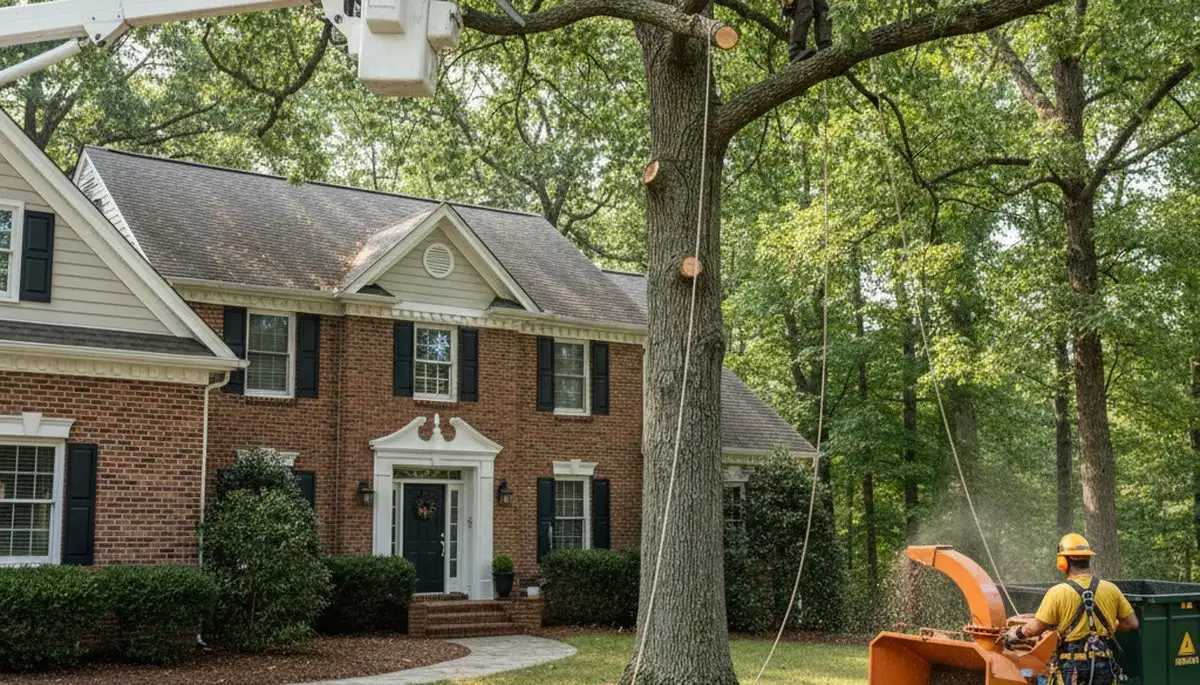 Cherry Hill, NJ tree service crew trimming trees with professional equipment