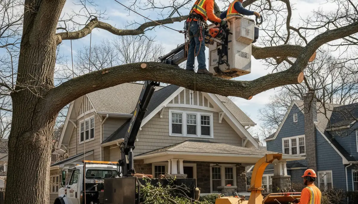 Tree service team in Cherry Hill, NJ providing professional tree care for residential properties