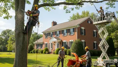 Tree service crew in Cherry Hill, NJ performing professional tree trimming and removal work
