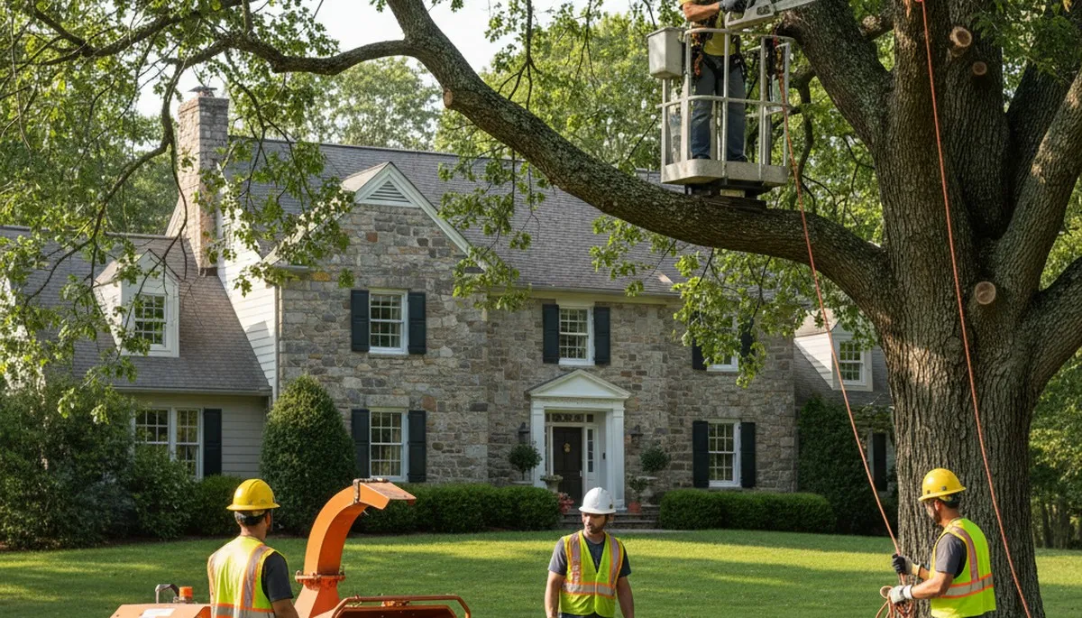 Tree service crew in Cherry Hill, NJ performing professional tree care and removal