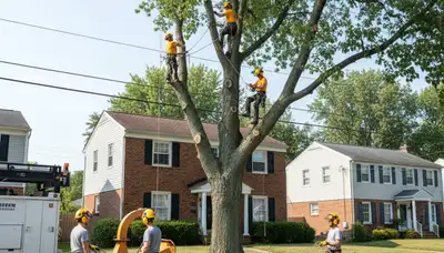 Tree service crew trimming trees in Cherry Hill, NJ for safe, professional property care