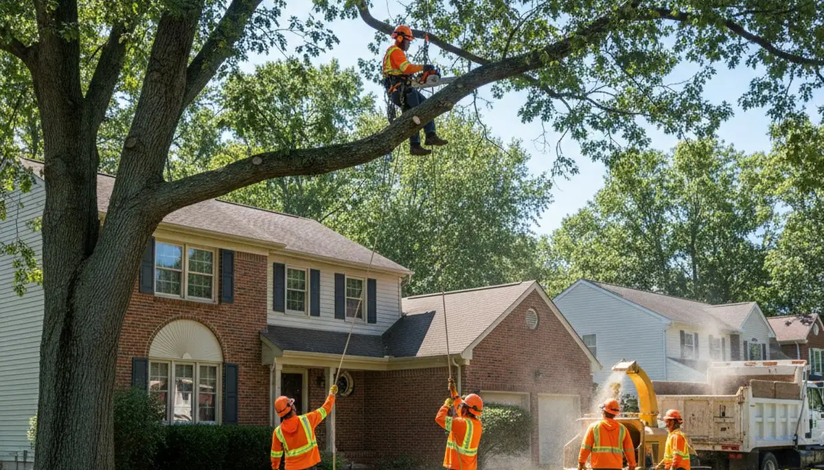 Tree service crew in Cherry Hill, NJ providing professional tree removal and trimming services