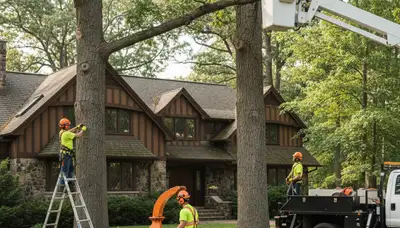 Tree service crew in Cherry Hill, NJ providing professional tree trimming and removal services
